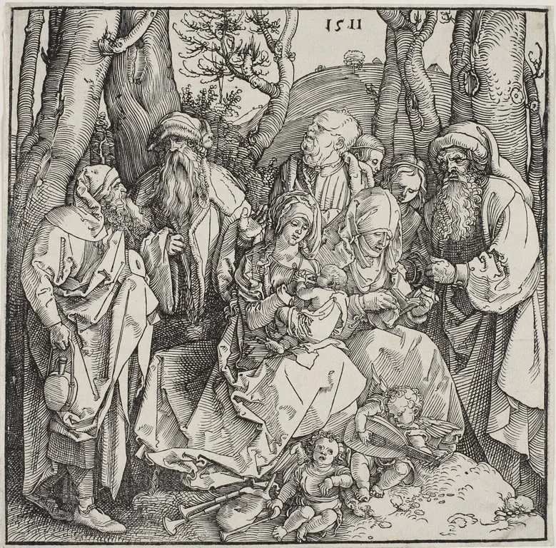 The Holy Kinship and Two Musical Angels by Albrecht Dürer, 1511
