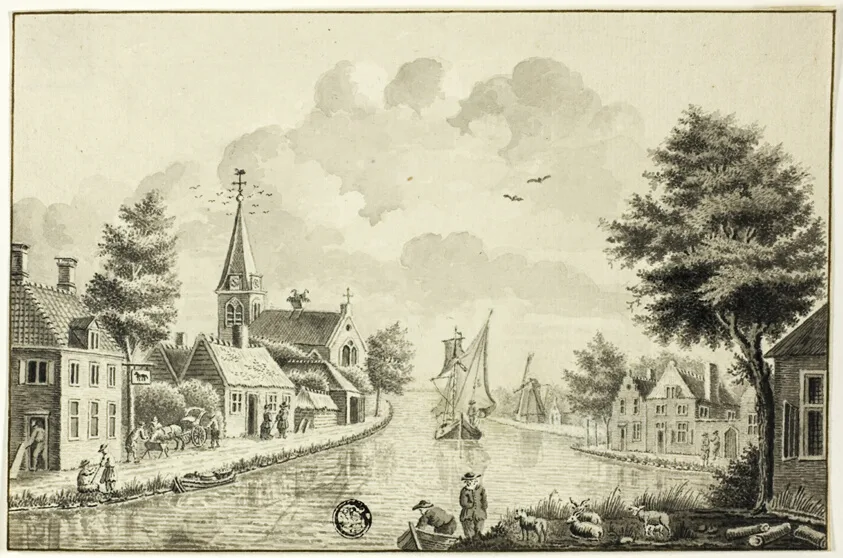 Old Dutch Town on Canal by Isaac van Ketweg, after 1738