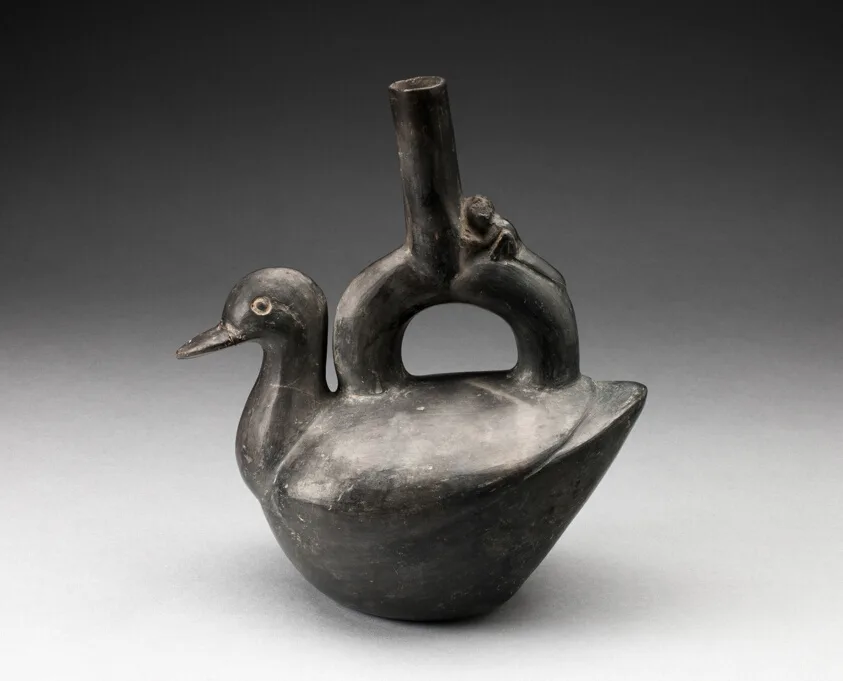 Single Spout Blackware Vessel in the Form of a Duck by Chimú, 1000–1400