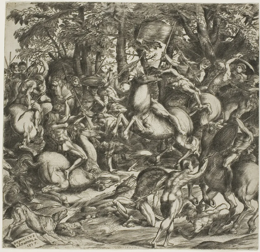 Battle of the Naked Men by Domenico Campagnola, 1517