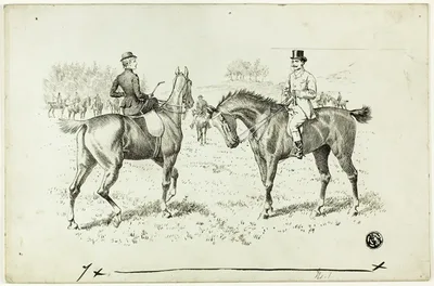 Man and Woman Riding Horses at Hunt by Francis Arthur Fraser, n.d.