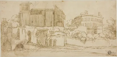 View of Church and Ruins by Giovanni Francesco Grimaldi, n.d.