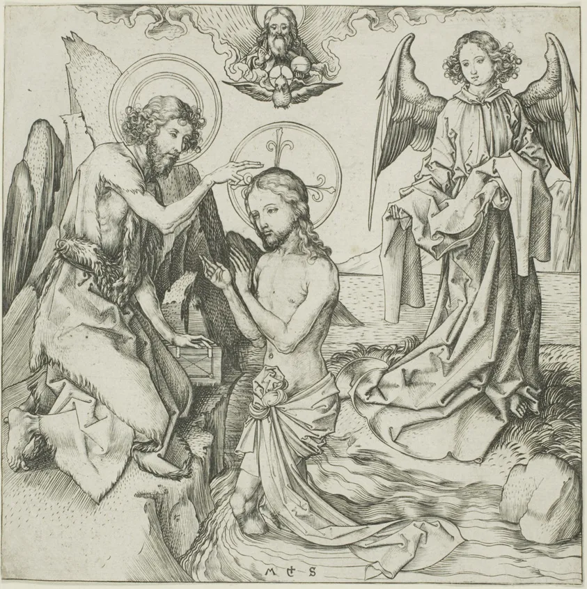 The Baptism of Christ by Martin Schongauer, 1480/90