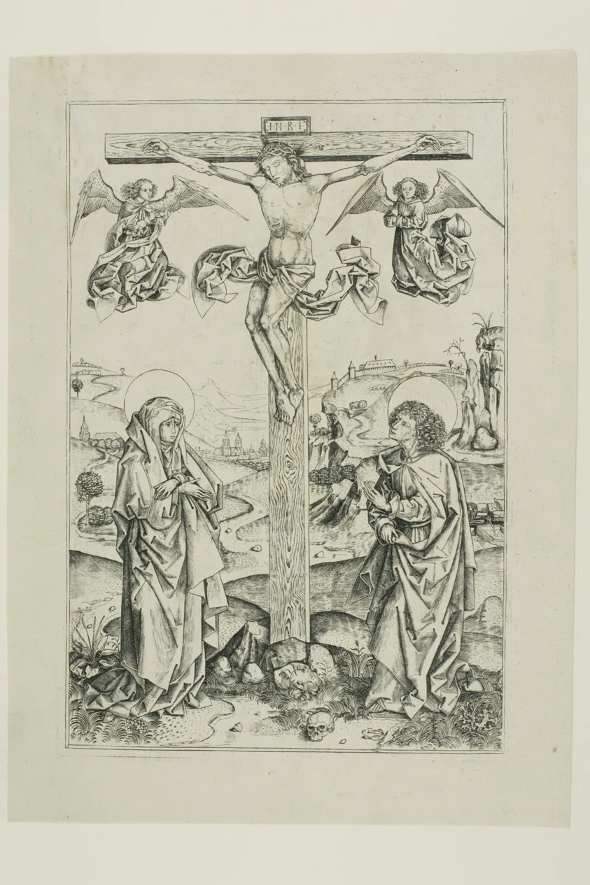 Christ on the Cross With Two Angels by Monogrammist AG, c. 1481