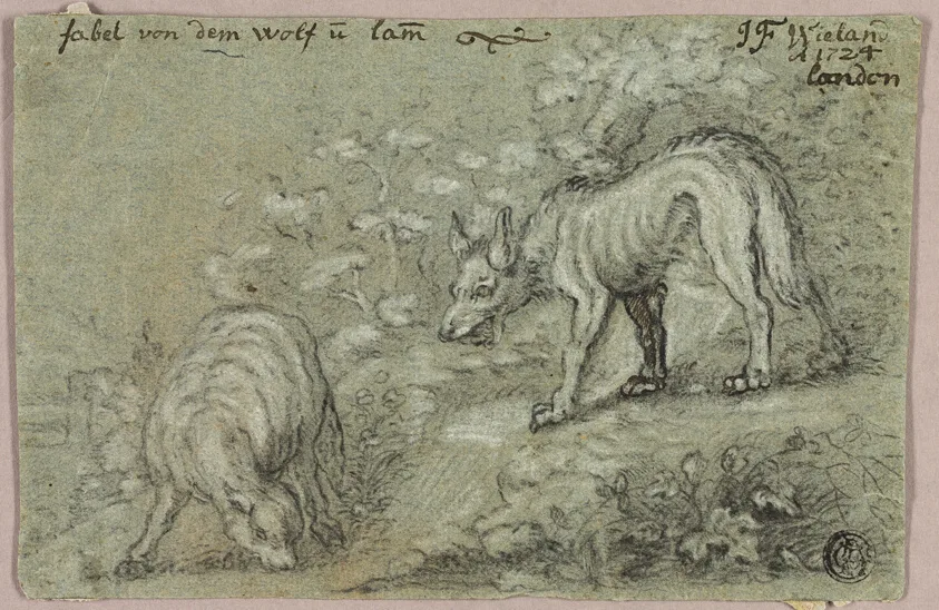 Fable of the Wolf and the Lamb by J. F. Wieland, c. 1724