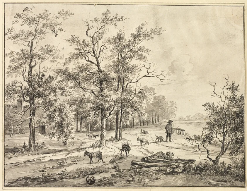 Goatherd and Goats by Bruno van Straaten, n.d.