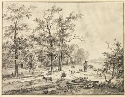 Goatherd and Goats by Bruno van Straaten, n.d.