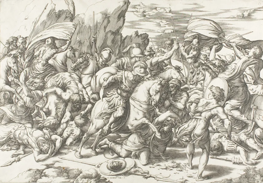 The Battle around the Shield and Lance by Giovanni Jacopo Caraglio, c. 1527