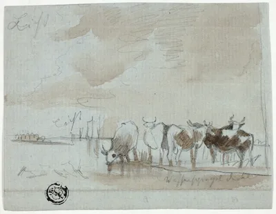 Cattle in Water by Aelbert Cuyp, 18th century