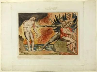 The Circle of the Corrupt Officials; the Devils Tormenting Ciampolo. Inferno, canto XXII by William Blake, 1827, printed c. 1892