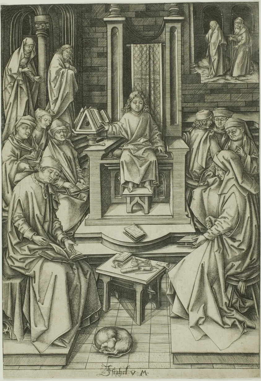 Christ Among the Doctors by Israhel van Meckenem, the younger, 1490–1500