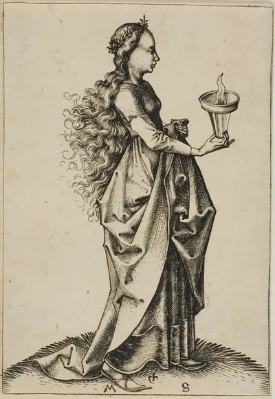 The Fifth Wise Virgin by Martin Schongauer, 1480-91