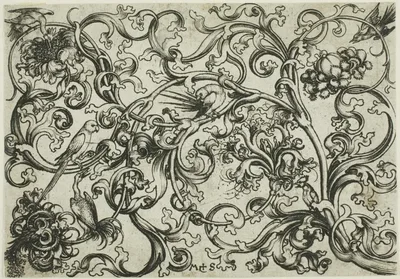Vine Ornament with Parrots and Birds by Martin Schongauer, before 1474