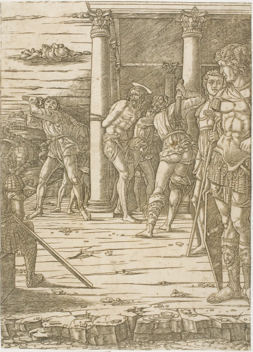 The Flagellation of Christ, with the Landscape Background by Andrea Mantegna, 1475/80