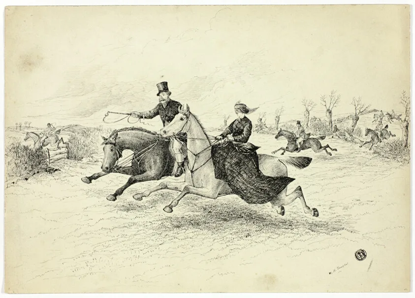 Fox Hunt, Lady and Gentleman Riders by W. H. Temple, c. 1865