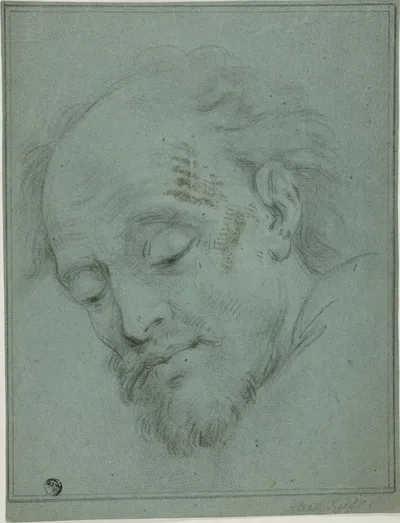 Male Head Looking Down by Unknown artist, n.d.