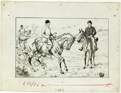 Three Riders at a Hunt by Francis Arthur Fraser, 1867/83