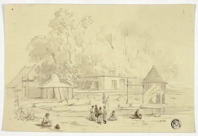 Indian Village Beside Stream by Unknown artist, n.d.