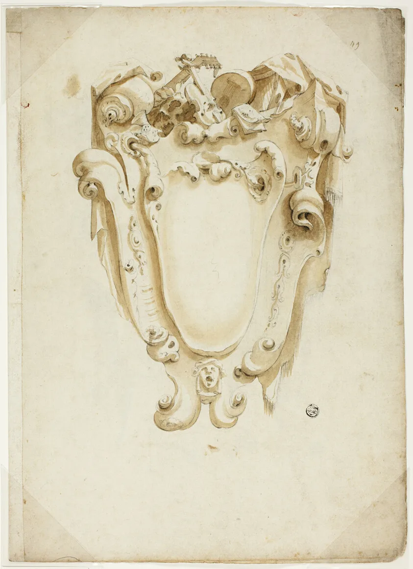 Design for Escutcheon, with Musical Instruments by Unknown Genoese, n.d.