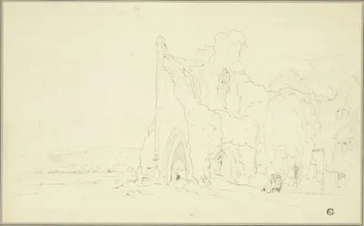 Landscape with Gothic Ruins by Cornelius Varley, 1810/20