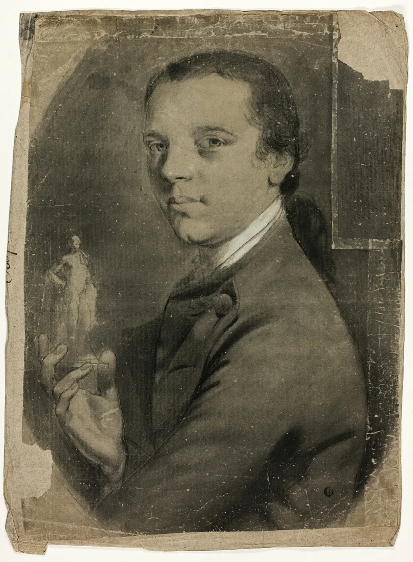 Young Man Holding Statuette by John Russell, 1760