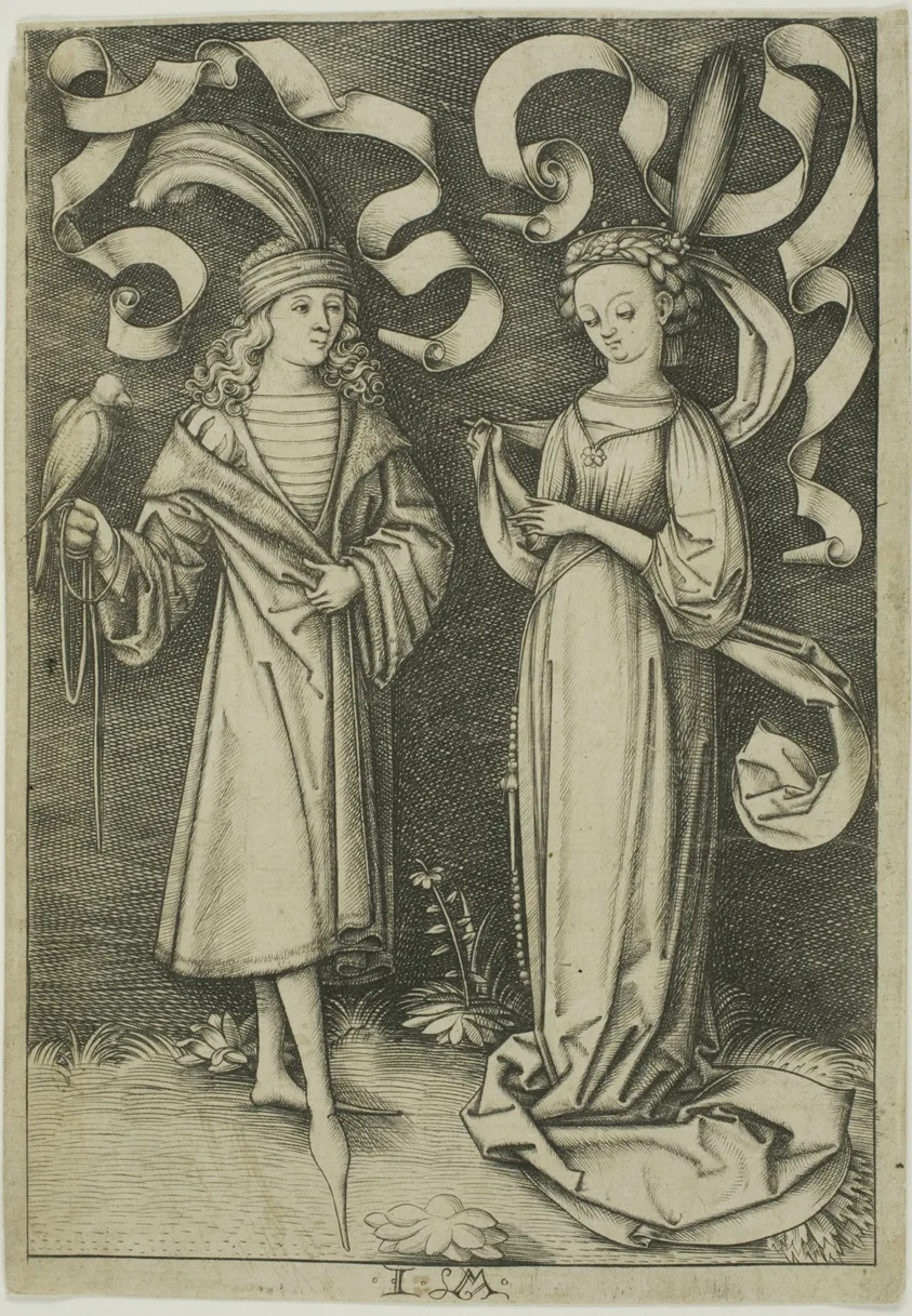 The Falconer and the Lady by Israhel van Meckenem, the younger, c. 1495