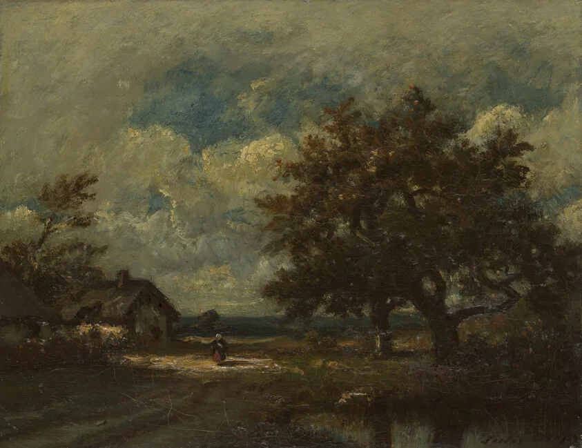 The Cottage by the Roadside, Stormy Sky by Jules Dupré, c. 1860