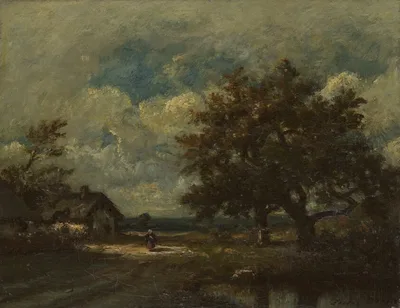 The Cottage by the Roadside, Stormy Sky by Jules Dupré, c. 1860