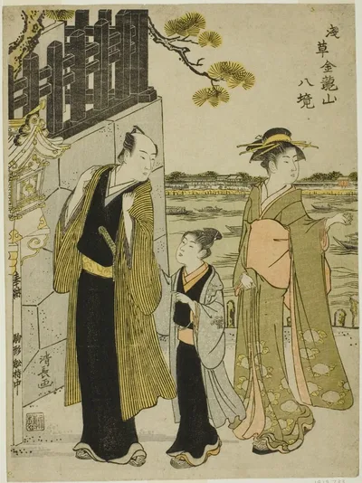 The View from Komagata Hall, from the series "Eight Precincts of Kinryuzan Temple in Asakusa (Asakusa Kinruzan hakkei)" by Torii Kiyonaga, c. 1782