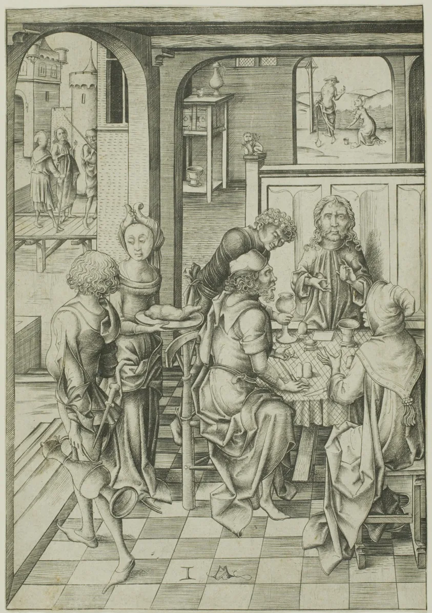 Christ at Emmaus, from The Passion by Israhel van Meckenem, the younger, c. 1480