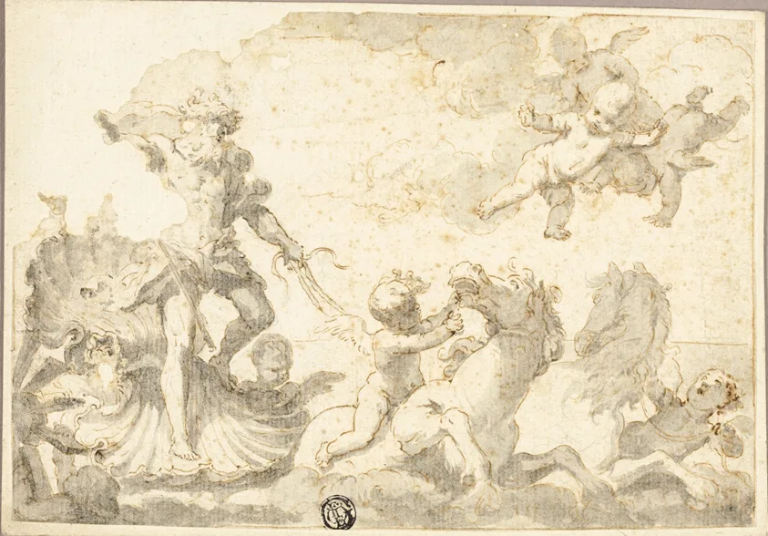 Neptune Riding His Chariot in the Sea by Unknown, 18th century