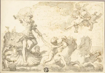 Neptune Riding His Chariot in the Sea by Unknown, 18th century