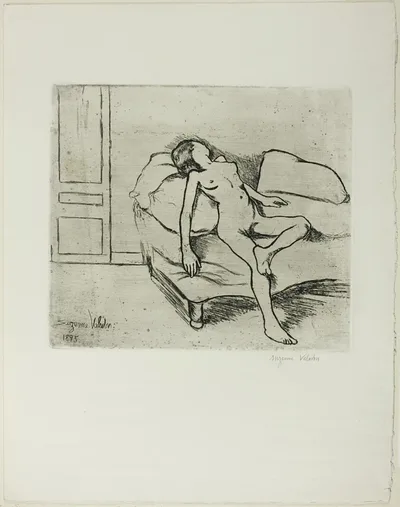 Louise Nude on a Sofa by Suzanne Valadon, 1895