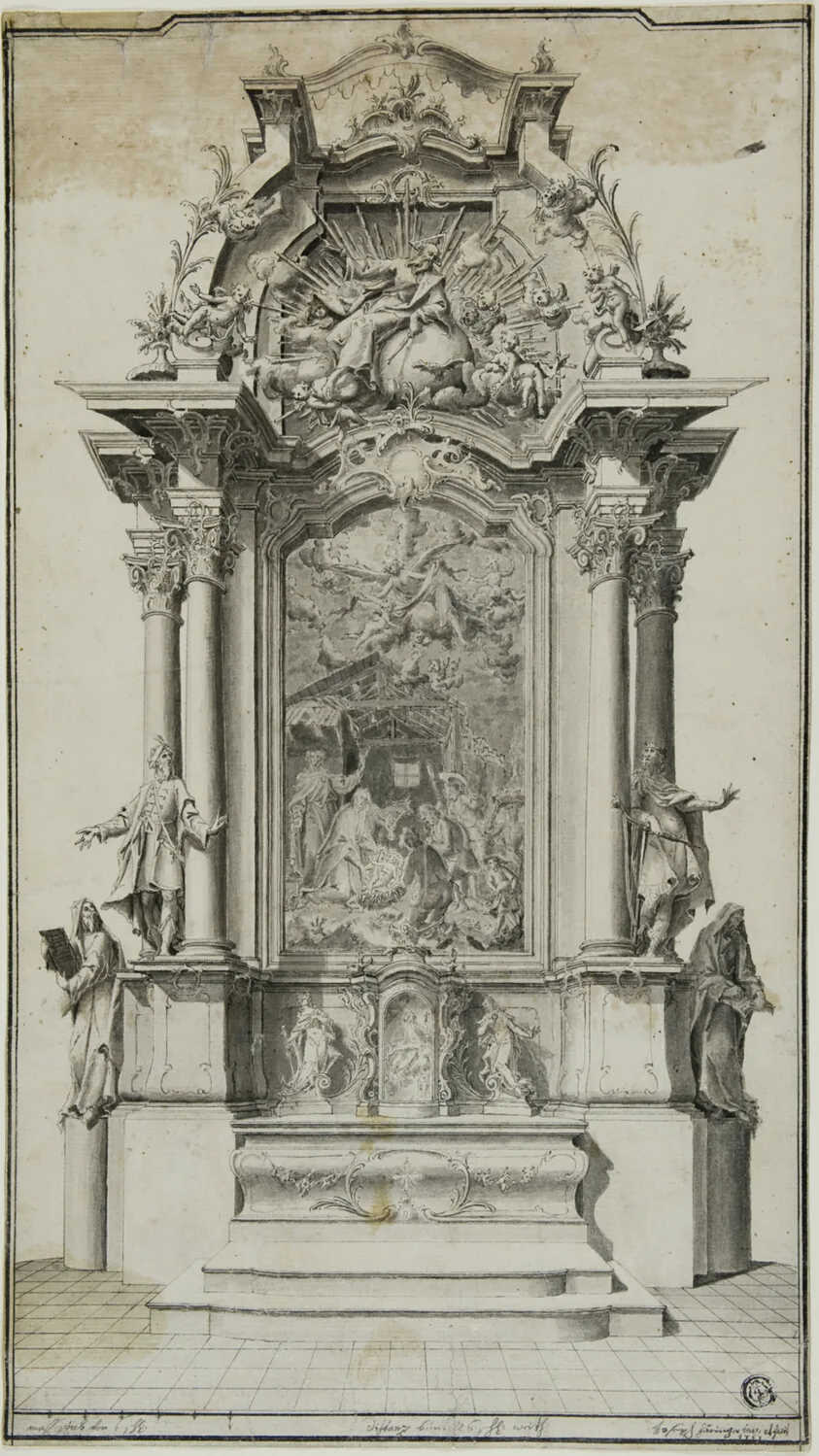 Study for an Altar Containing a Painting of the Adoration of the Shepherds by Carl Joseph Haringer, 1767