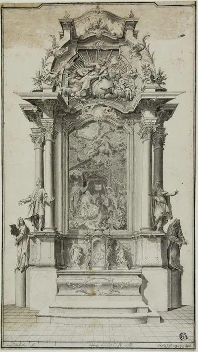 Study for an Altar Containing a Painting of the Adoration of the Shepherds by Carl Joseph Haringer, 1767