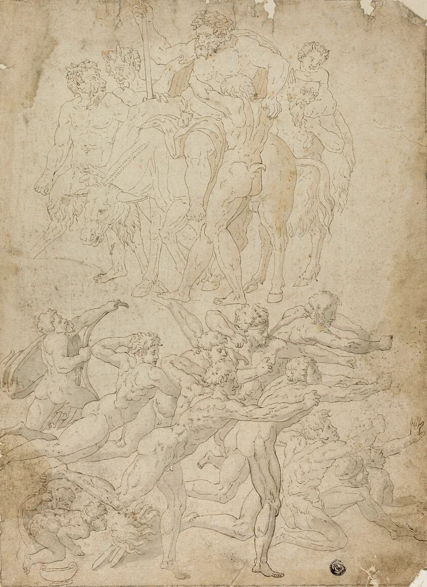 Archers Shooting at a Herm, Triumph of Bacchus, and Other Studies by Michelangelo Buonarroti, n.d.